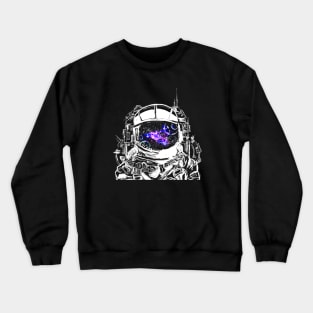 Traveling Astronaut Purple Galaxy Nebula Crewneck Sweatshirt